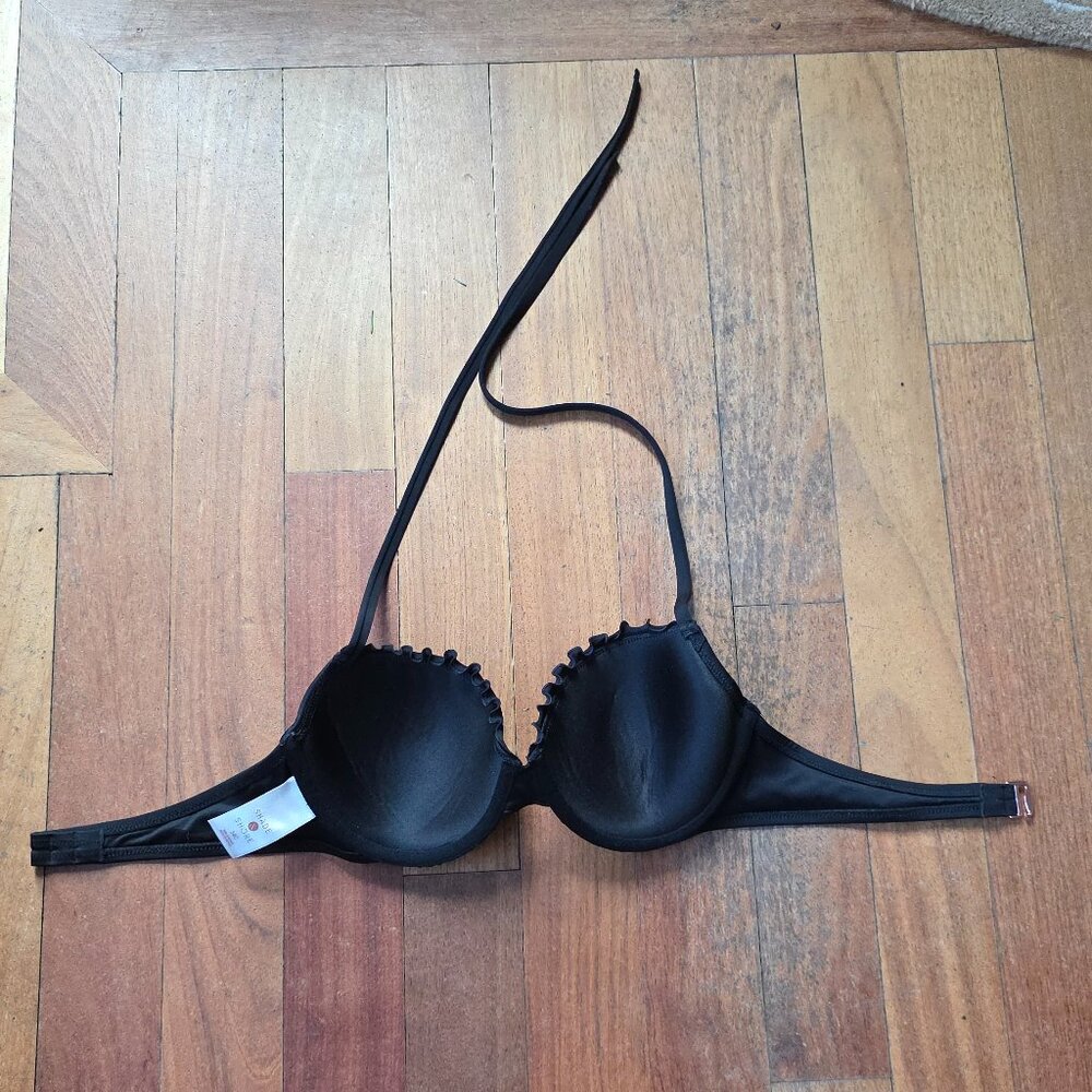 NWOT Shade & Shore Black Molded String Bikini Top Size 34C - Picture 7 of 12